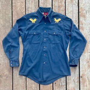 vintage Dickies shirt Mens Medium hand embroidered 1960s hippy MADE IN USA